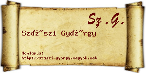 Szászi György névjegykártya